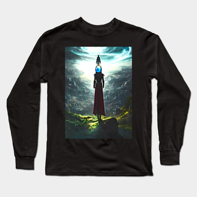 Human/Alien War - Ancient Inquisitor - AI Generated Sci Fi Concept Art - Long Sleeve T-Shirt by AfroMatic